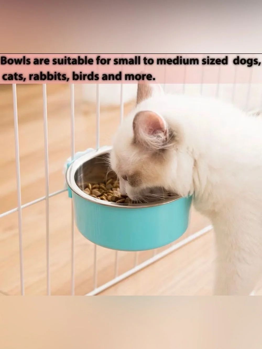 🥳 2 for $15 🥳 2 Small Pet Stainless Steel Clip-On Pink/Blue Food and Water Bowls